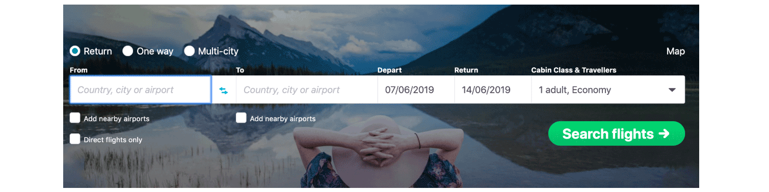Skyscanner placeholder copy