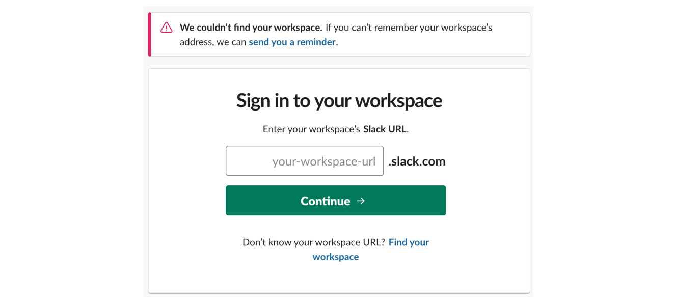 slack error message
