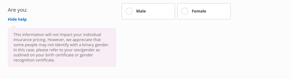 MoneySuperMarket gender form field