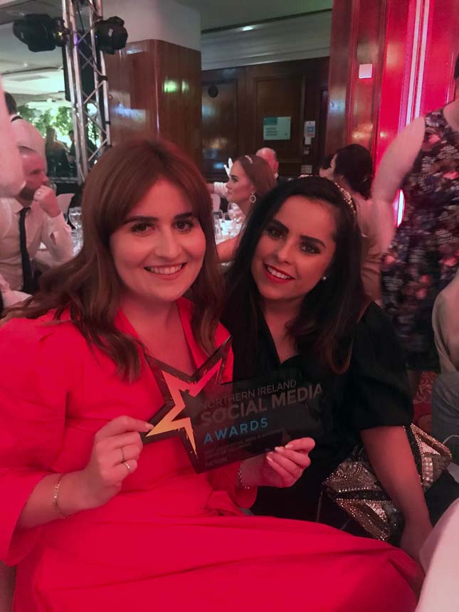 Charlotte and Mel at the NI Social Media Awards